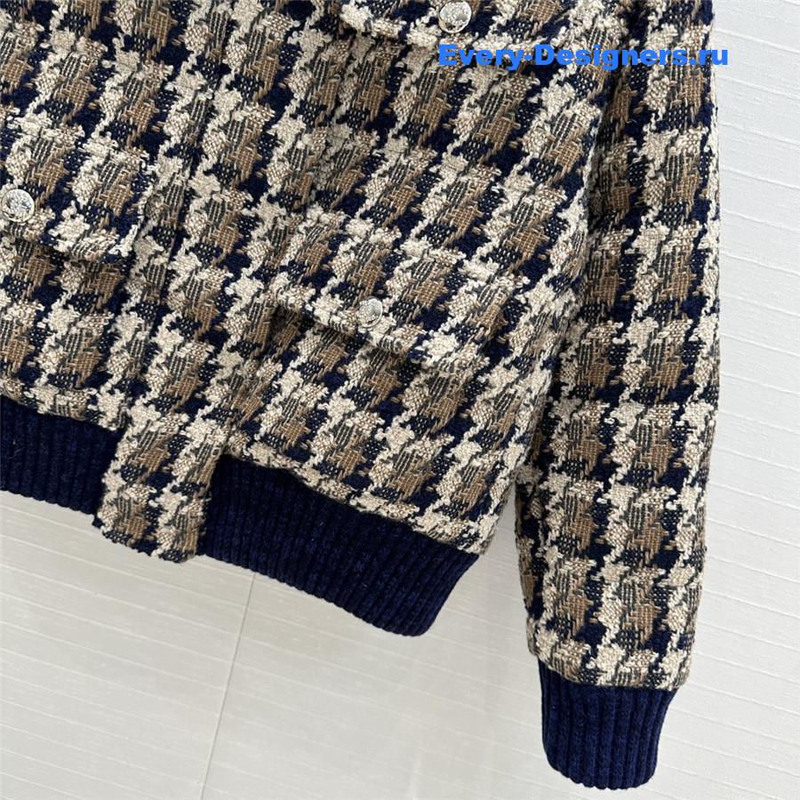 Ch**el tweed check down jacket