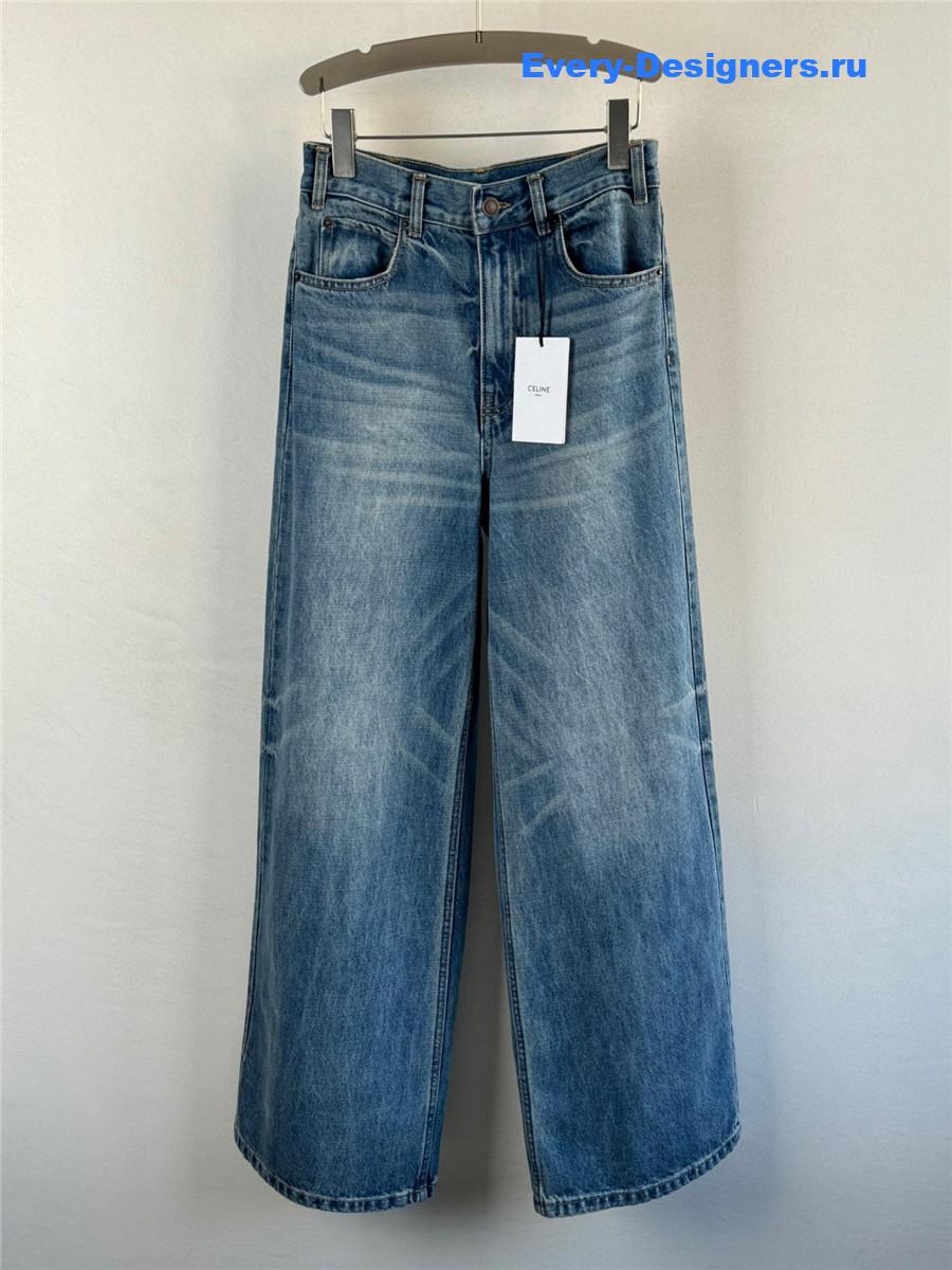 Ce1i*e straight wide-leg flared jeans