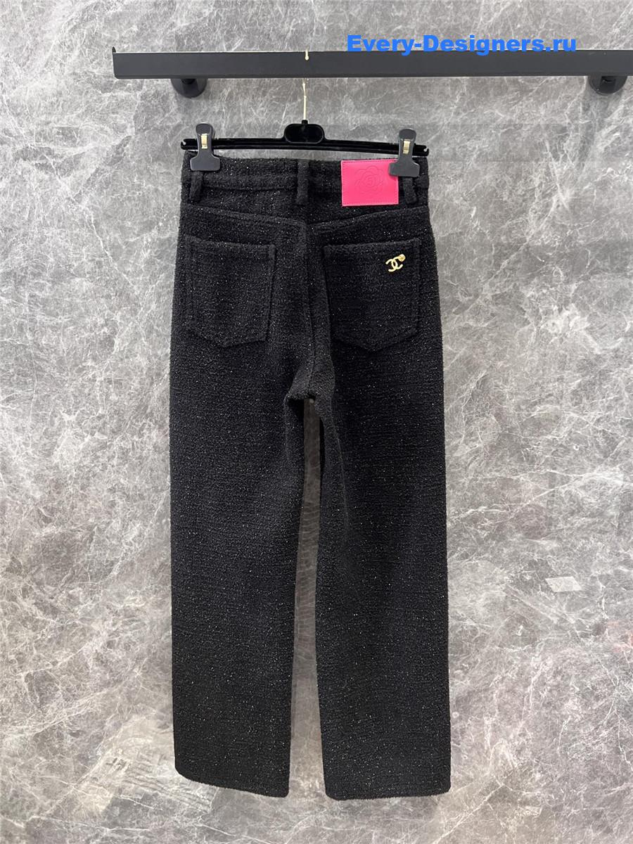 Ch**el casual denim straight pants