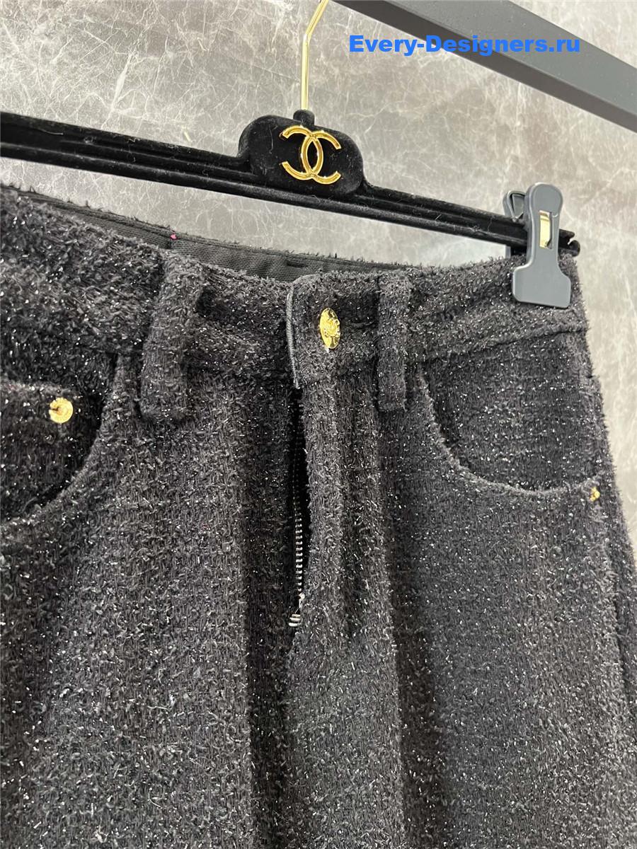 Ch**el casual denim straight pants