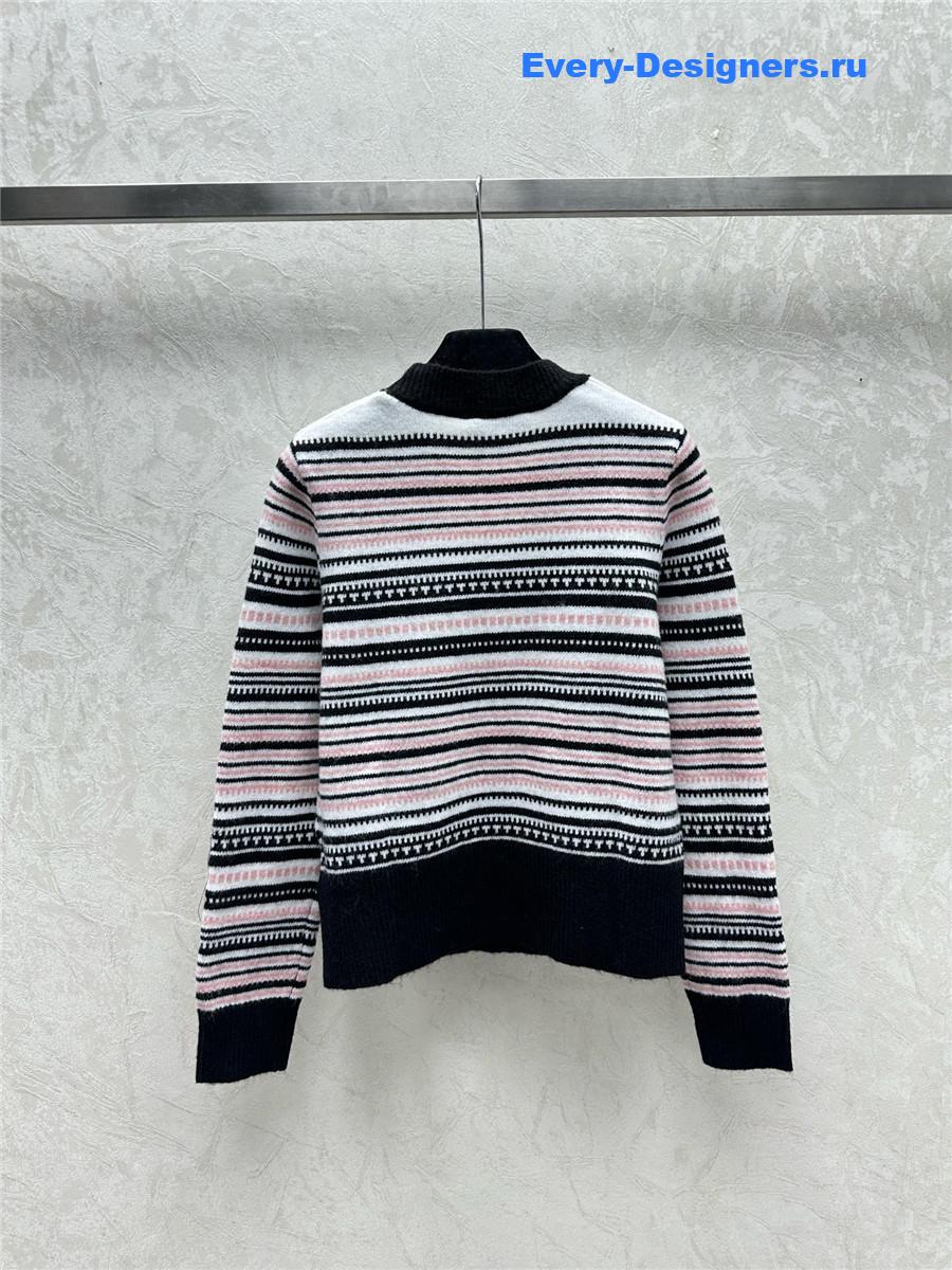 Ch**el logo multicolor stripe wool cardigan
