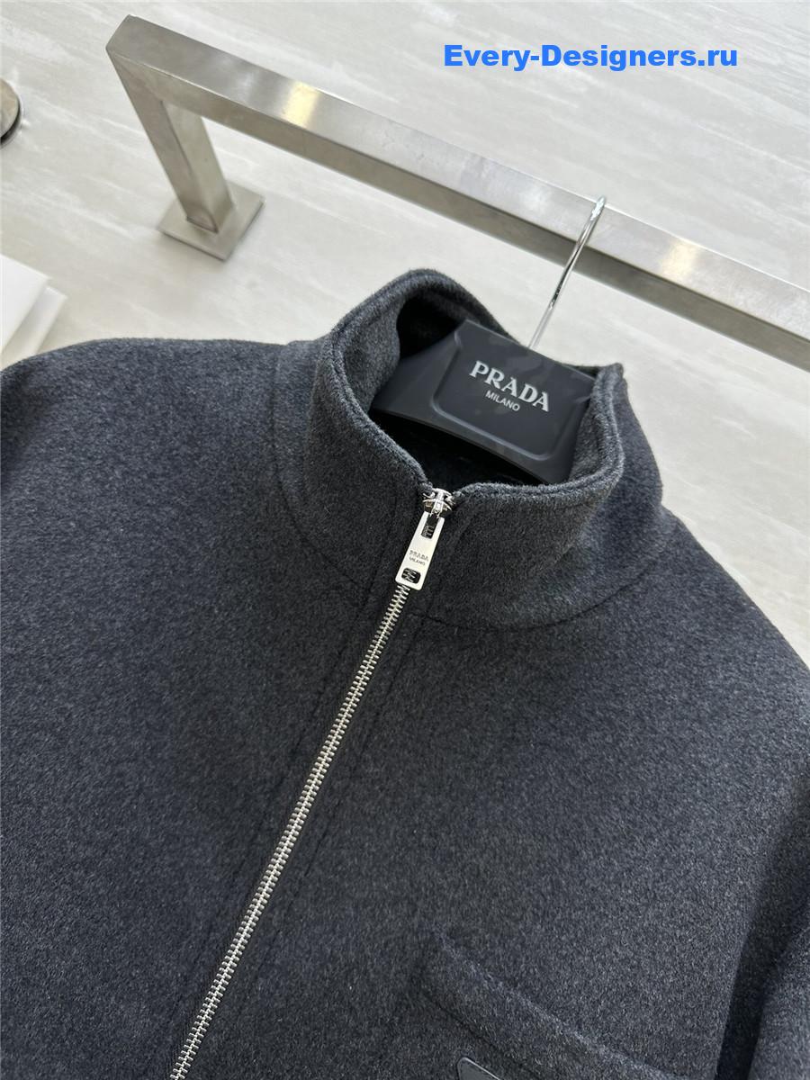 Pra*a short stand collar wool coat