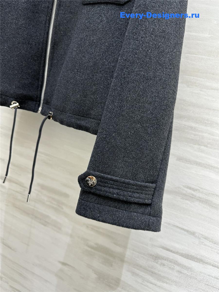 Pra*a short stand collar wool coat