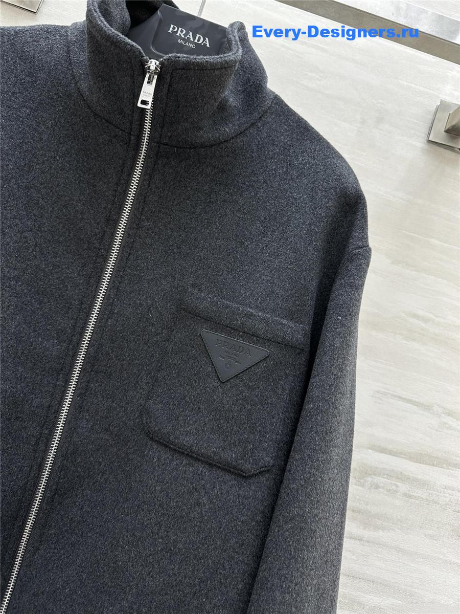 Pra*a short stand collar wool coat