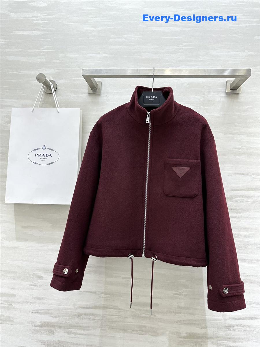 Pra*a short stand collar wool coat