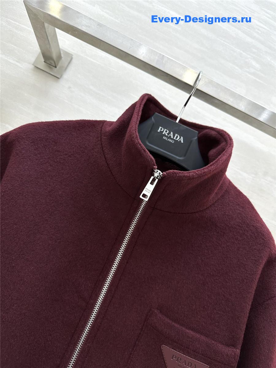 Pra*a short stand collar wool coat