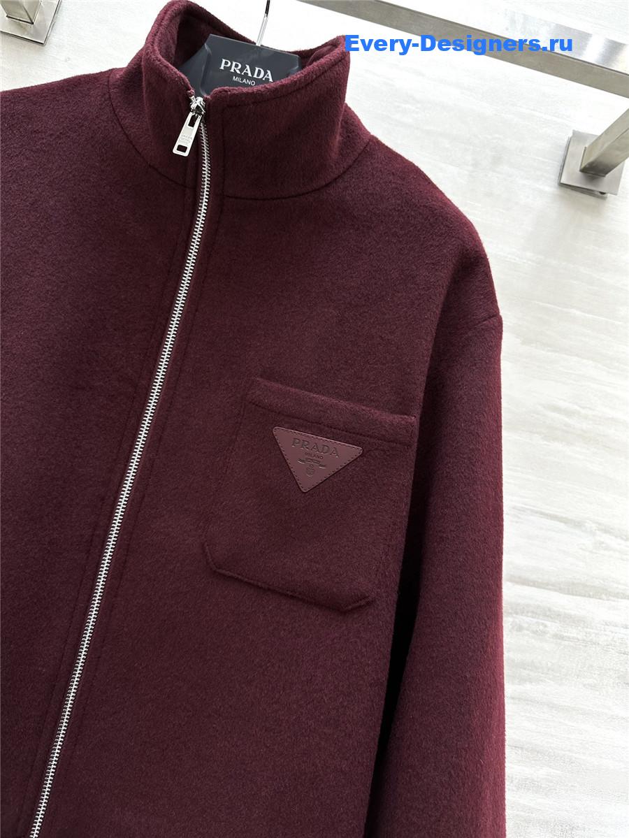 Pra*a short stand collar wool coat