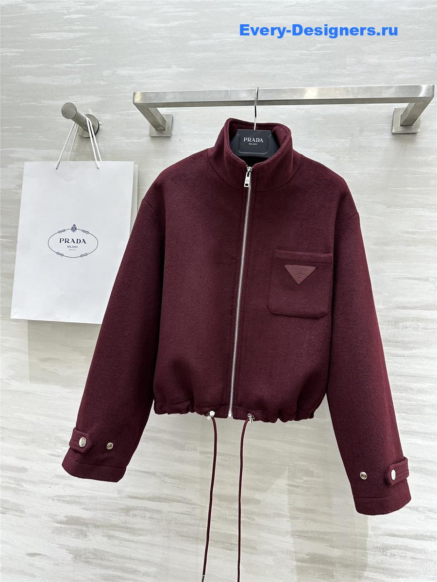 Pra*a short stand collar wool coat