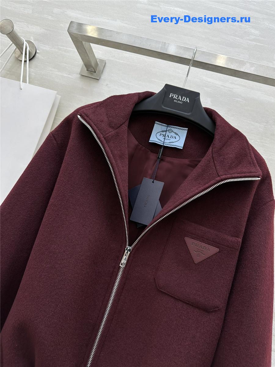 Pra*a short stand collar wool coat