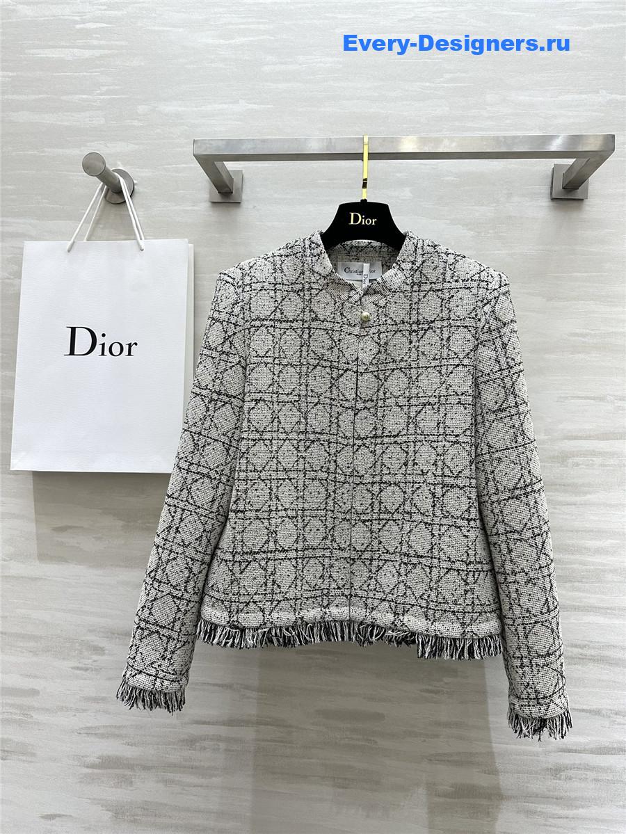 D10r quilted wool fringed coat