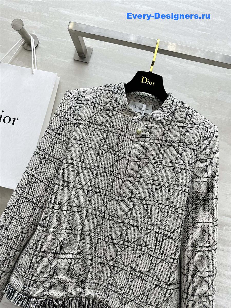 D10r quilted wool fringed coat