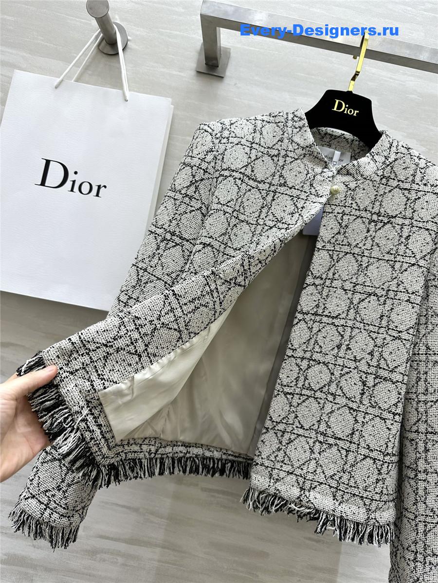 D10r quilted wool fringed coat