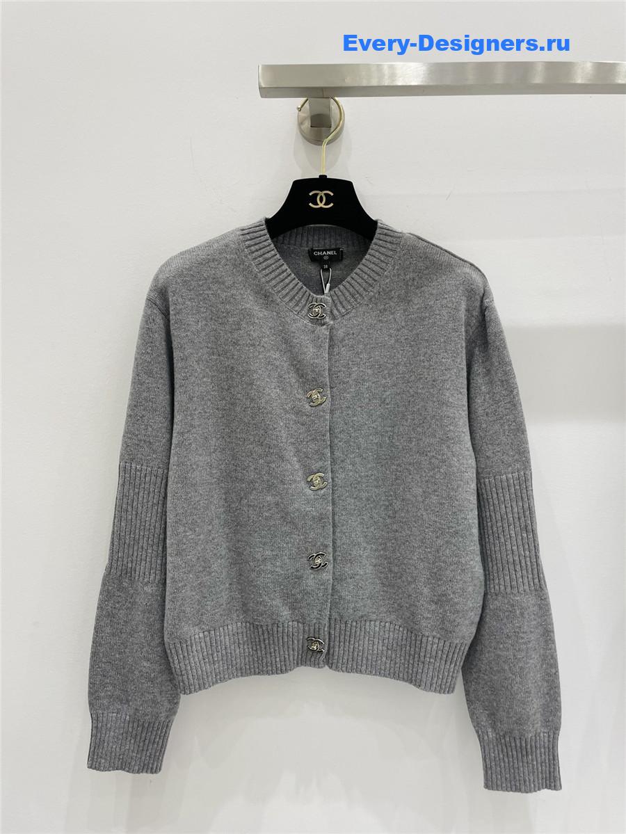 Ch**el vintage cashmere cardigan grey