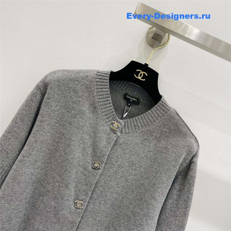 Ch**el vintage cashmere cardigan grey