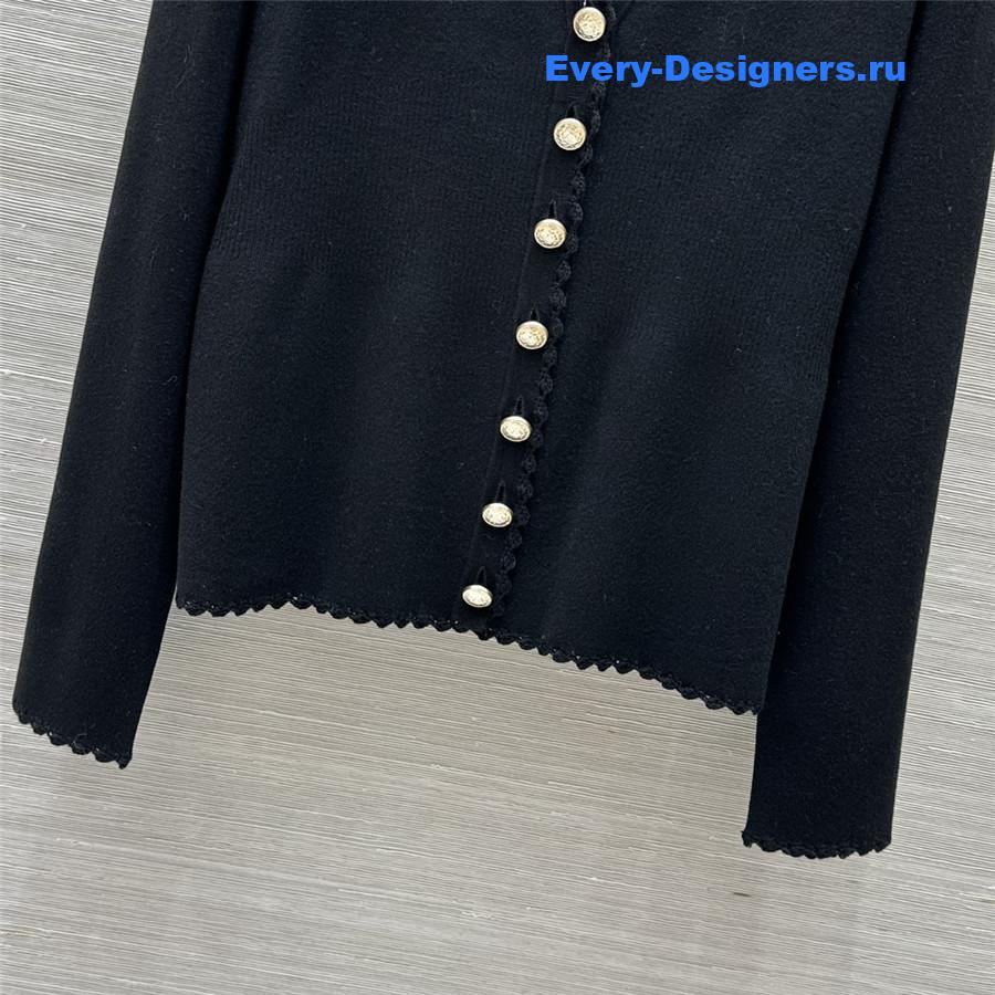 Ch**el v-neck crochet-trim cardigan in black