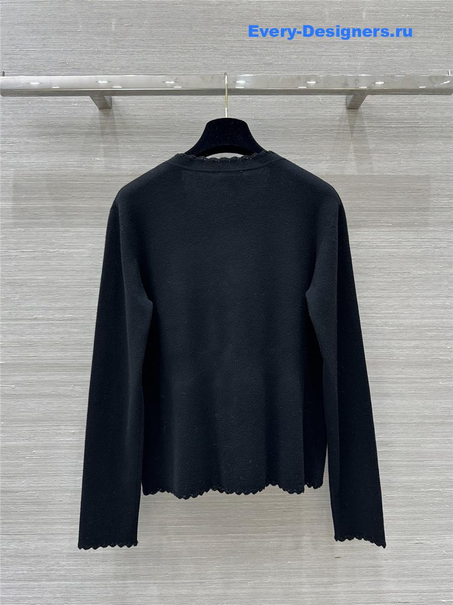 Ch**el v-neck crochet-trim cardigan in black