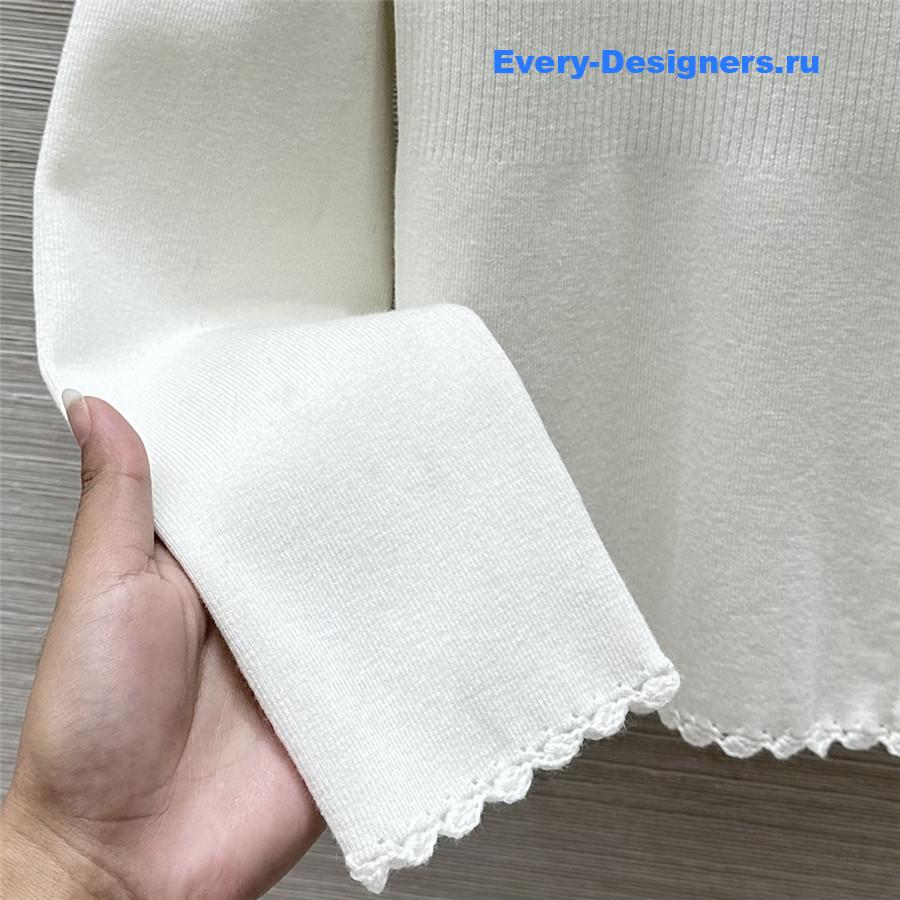 Ch**el v-neck crochet-trim cardigan in white