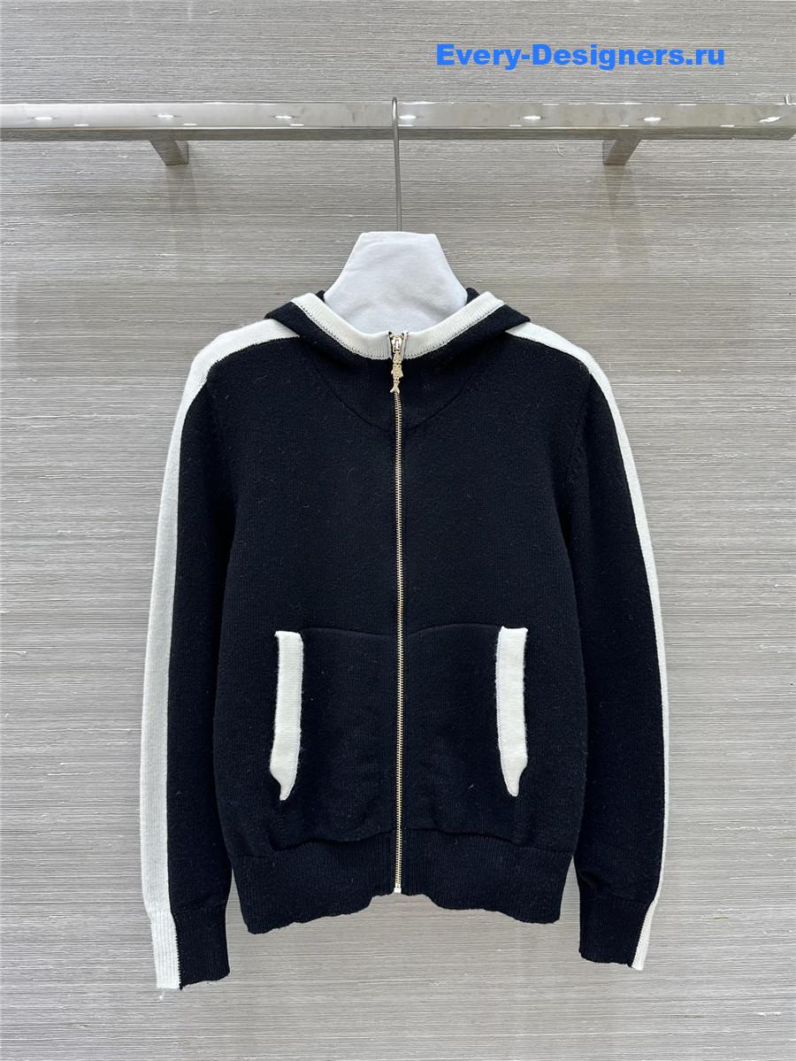 Ch**el hooded zip-up cardigan