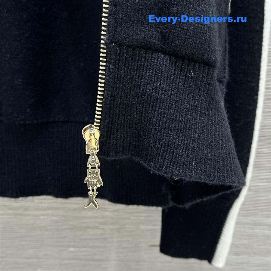 Ch**el hooded zip-up cardigan