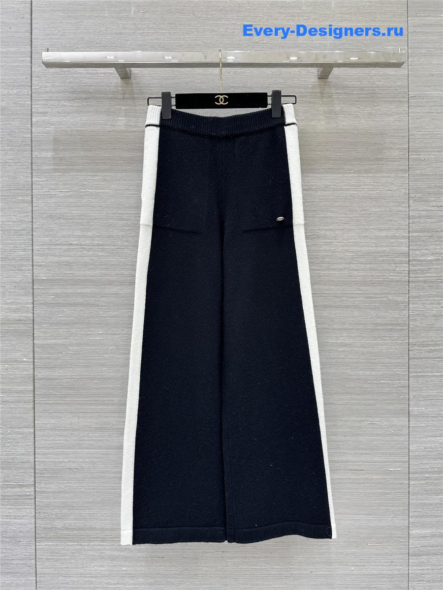 Ch**el cashmere wide-leg straight pants