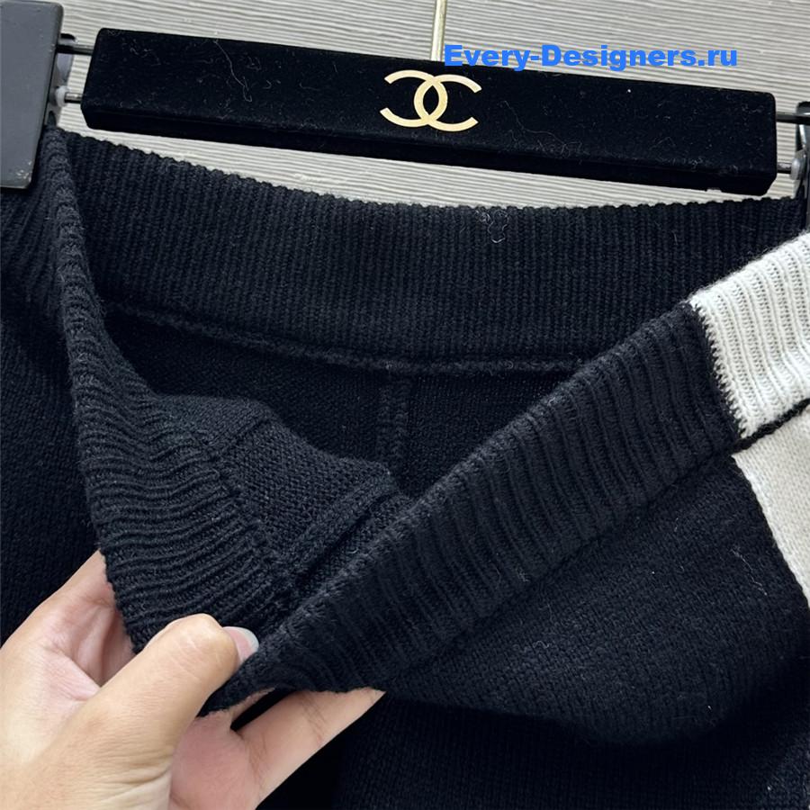 Ch**el cashmere wide-leg straight pants