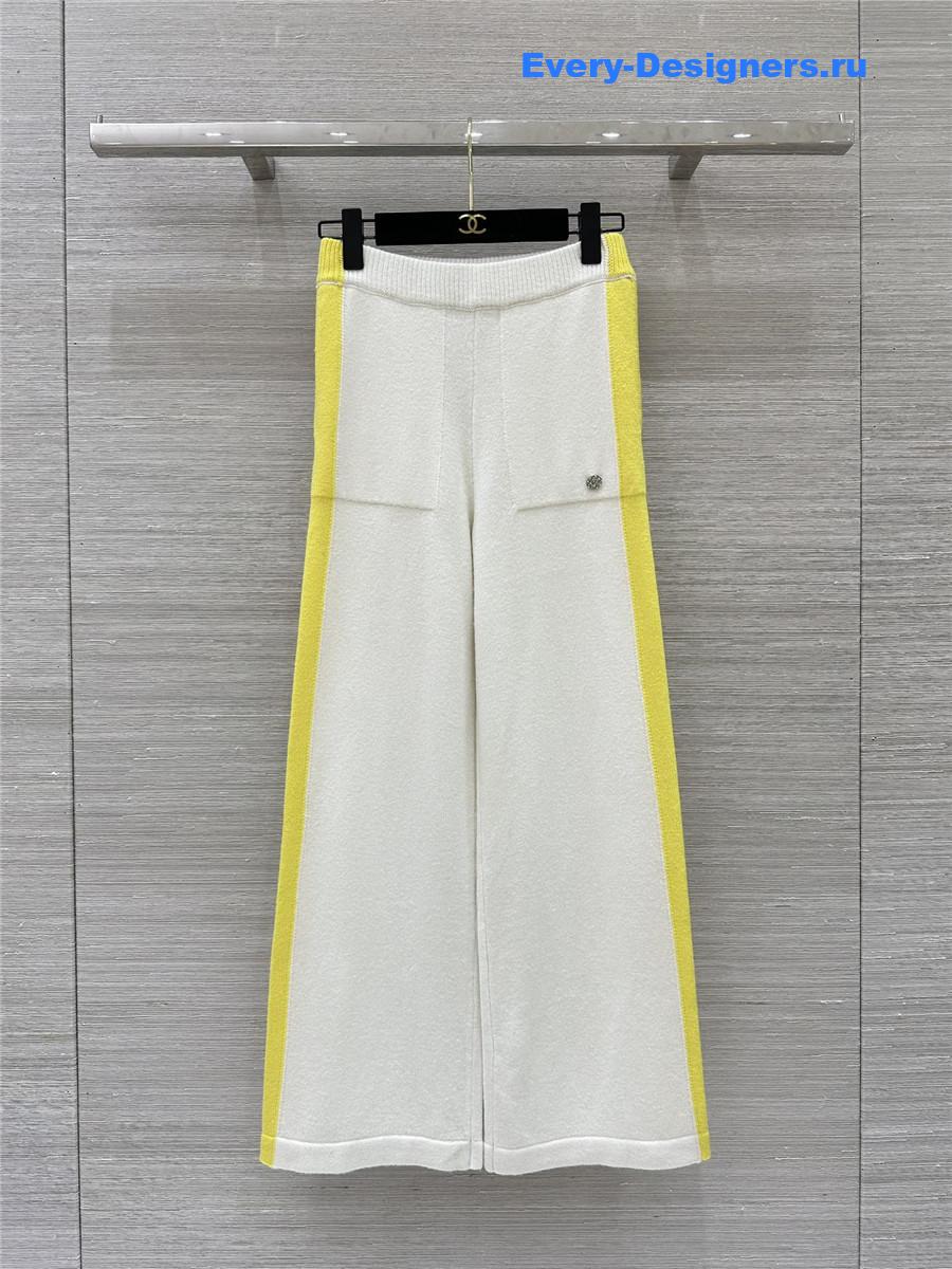 Ch**el cashmere wide-leg straight pants