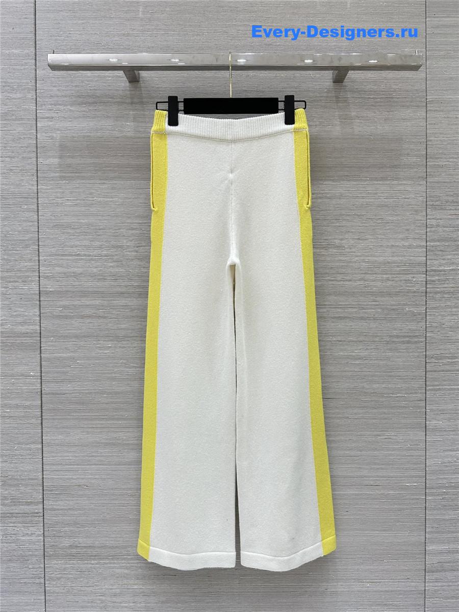 Ch**el cashmere wide-leg straight pants