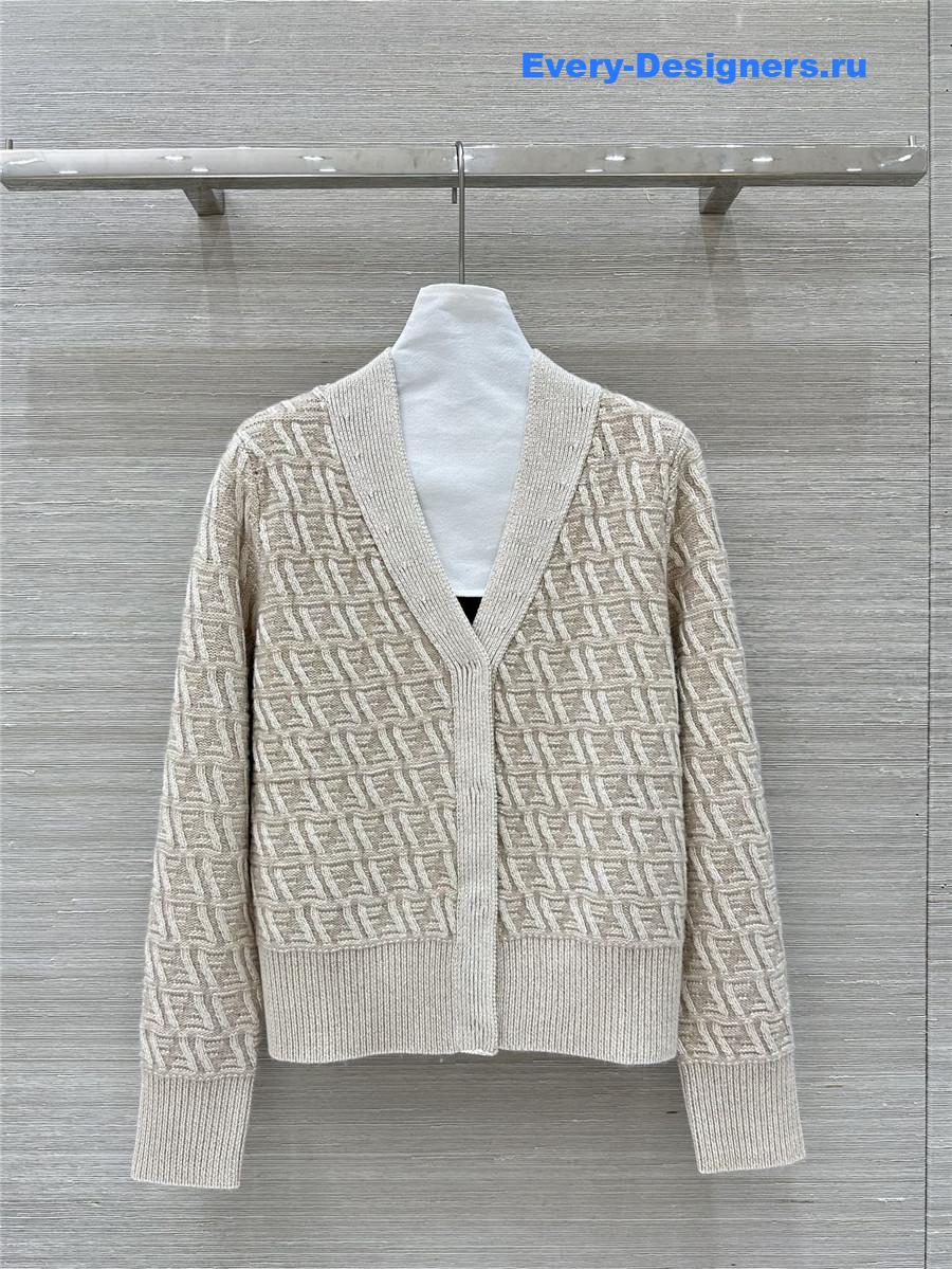 F**di ff v-neck silk/wool cardigan beige