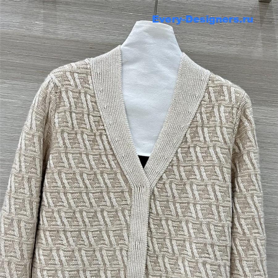 F**di ff v-neck silk/wool cardigan beige