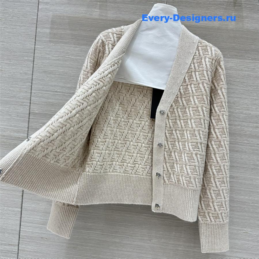 F**di ff v-neck silk/wool cardigan beige