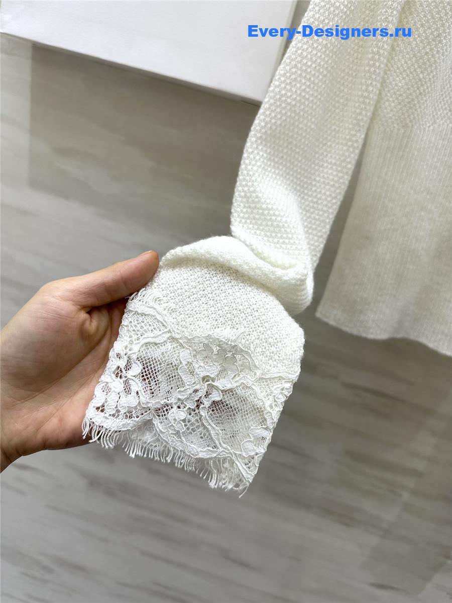 D10r v-neck lace trim cardigan white