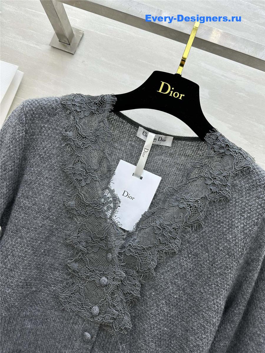 D10r v-neck lace trim cardigan grey