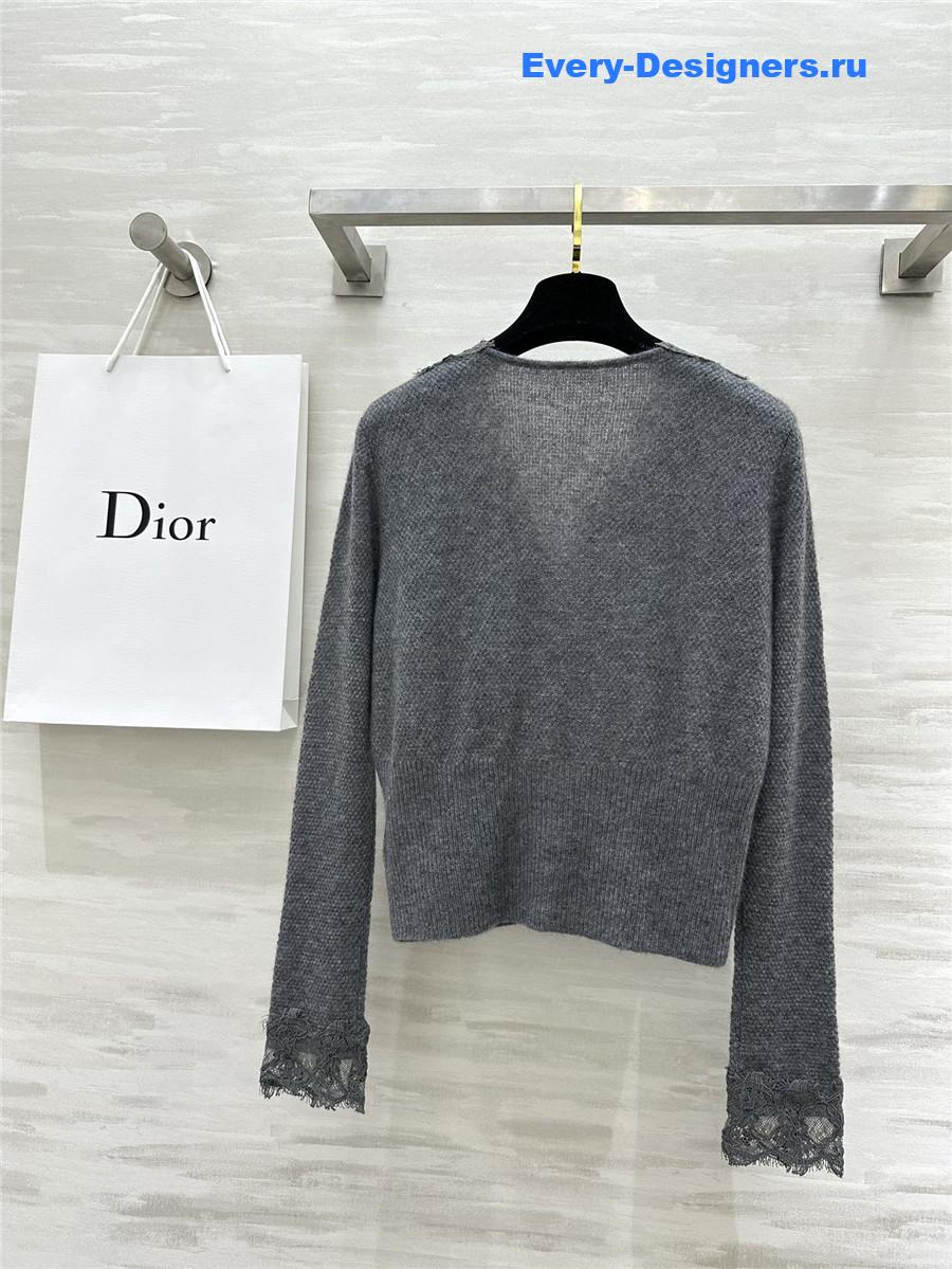 D10r v-neck lace trim cardigan grey