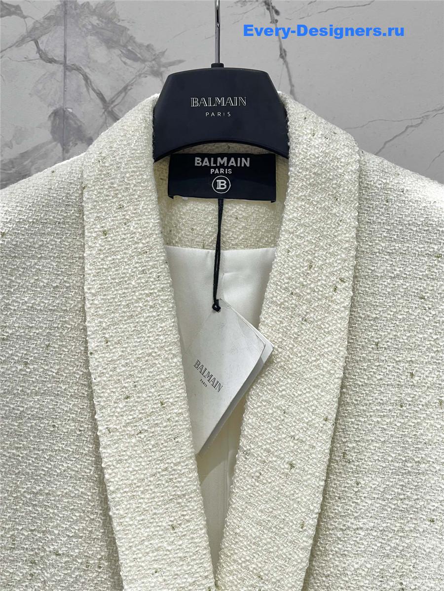 Balmain ruffle pocket tie blazer