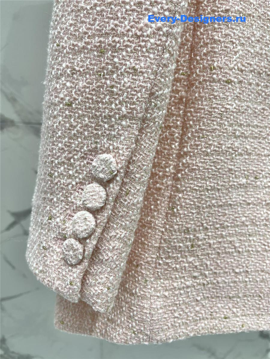 Balmain ruffle pocket tie blazer