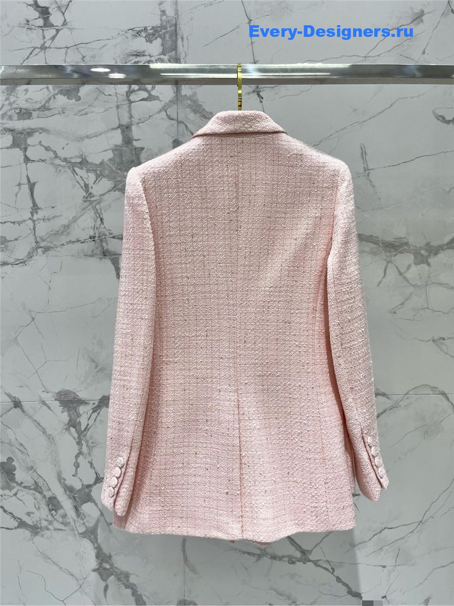 Balmain ruffle pocket tie blazer