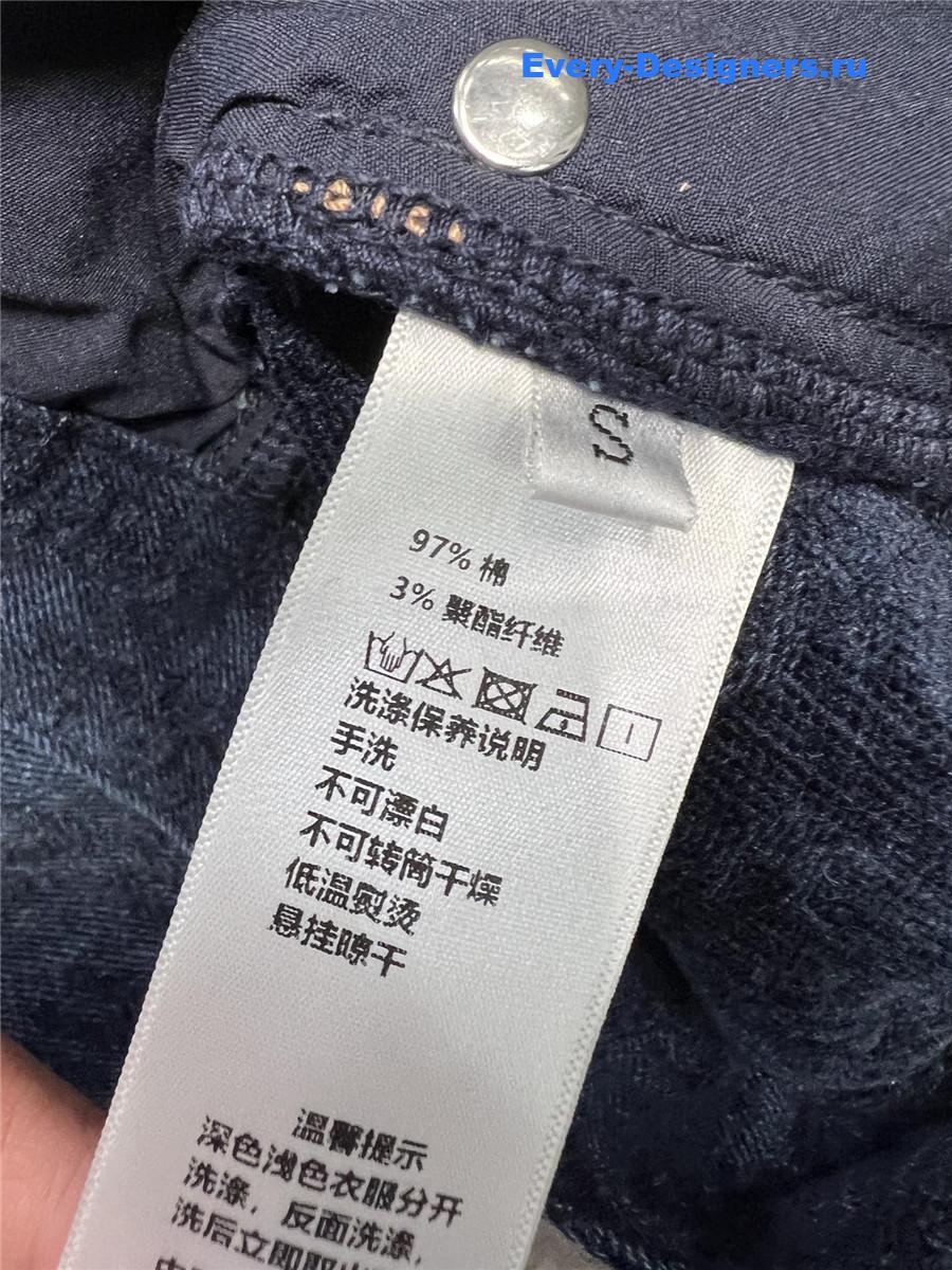 M1um1u letter flocked denim wide-leg pants