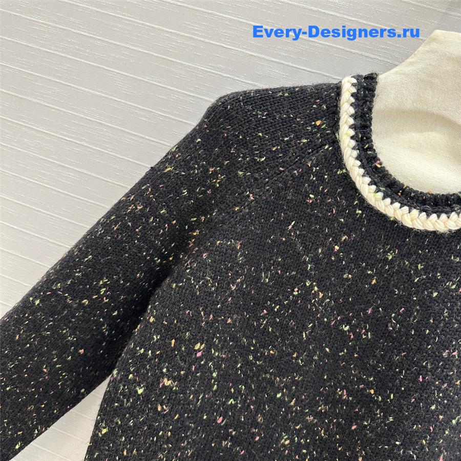 Ch**el trim blend knit sweater black