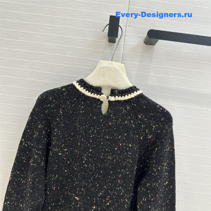 Ch**el trim blend knit sweater black