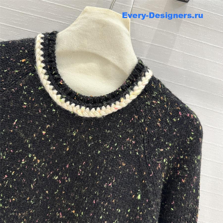 Ch**el trim blend knit sweater black