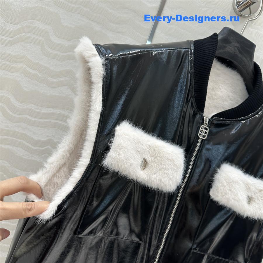 Ch**el fur patchwork protein leather vest