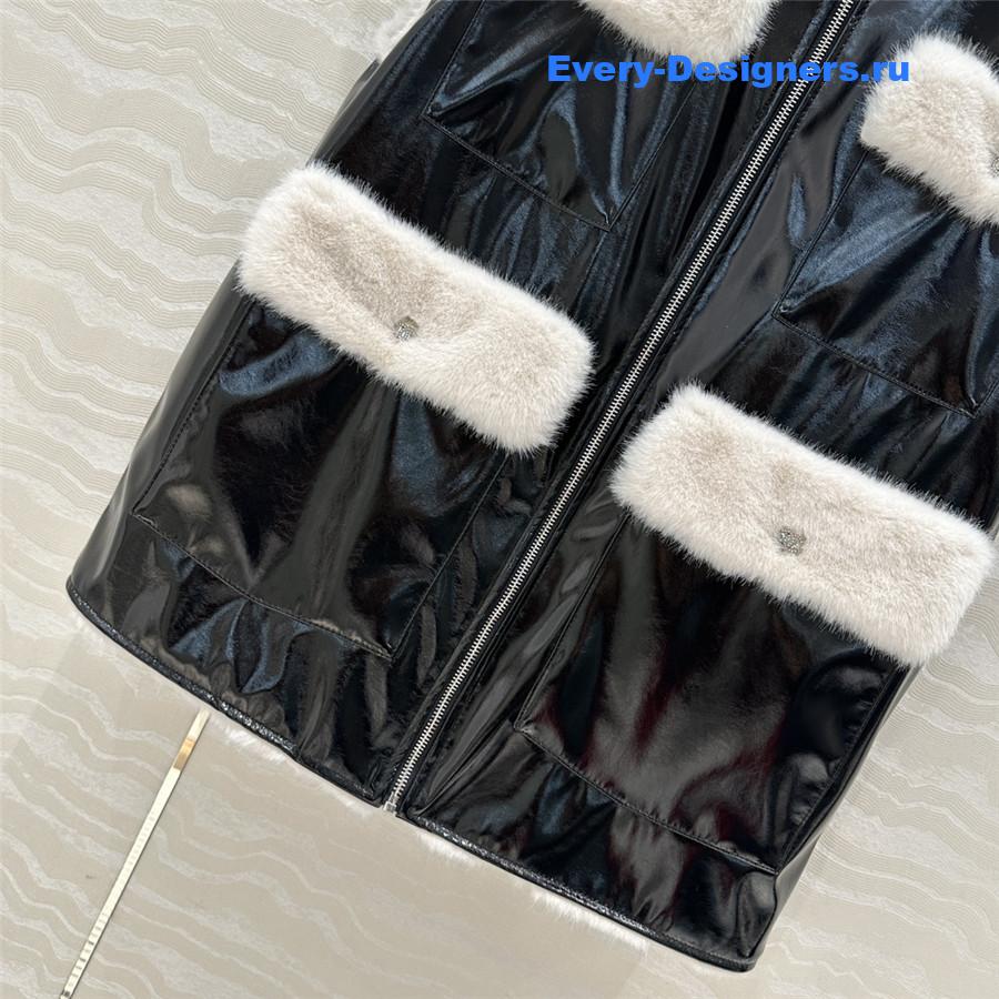 Ch**el fur patchwork protein leather vest