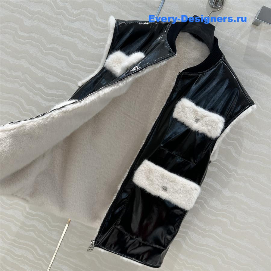 Ch**el fur patchwork protein leather vest