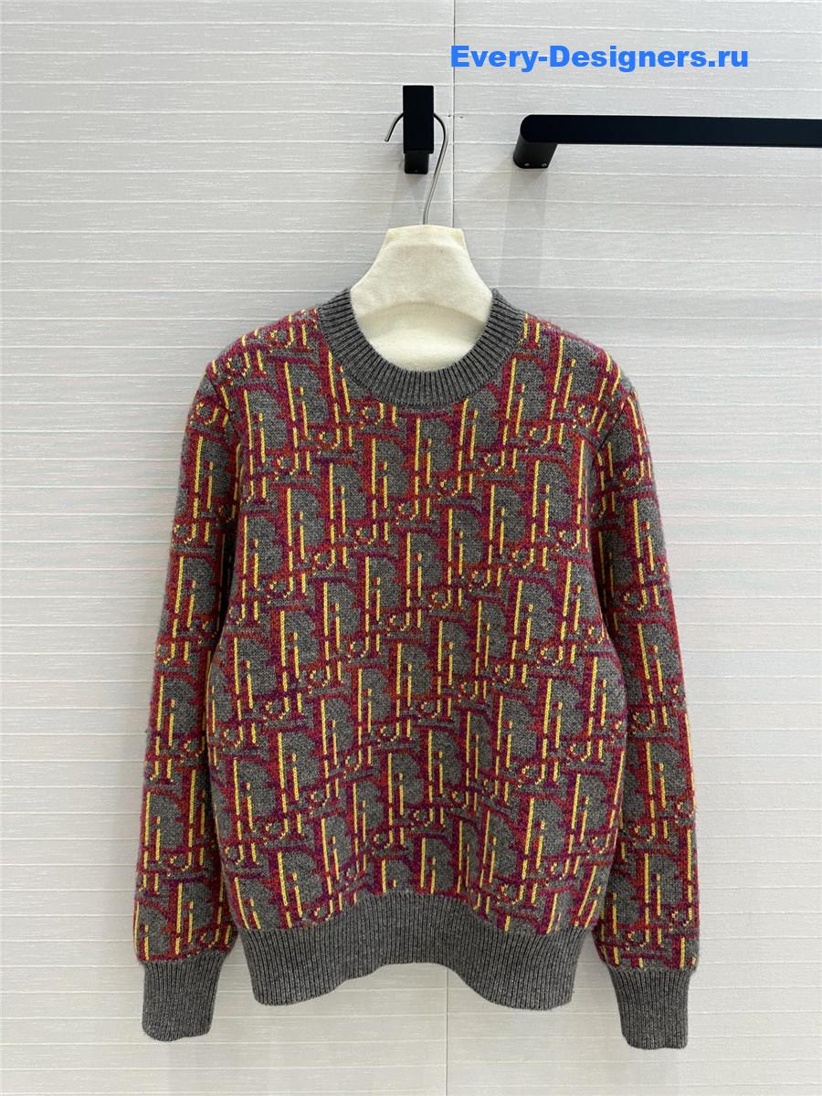 D10r oblique knit sweater grey pink