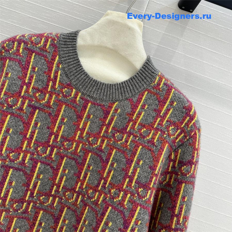 D10r oblique knit sweater grey pink