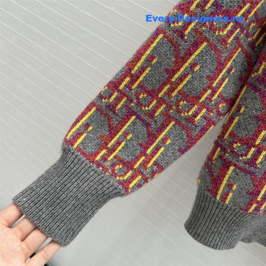 D10r oblique knit sweater grey pink