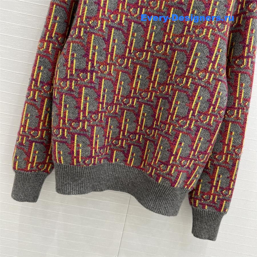 D10r oblique knit sweater grey pink