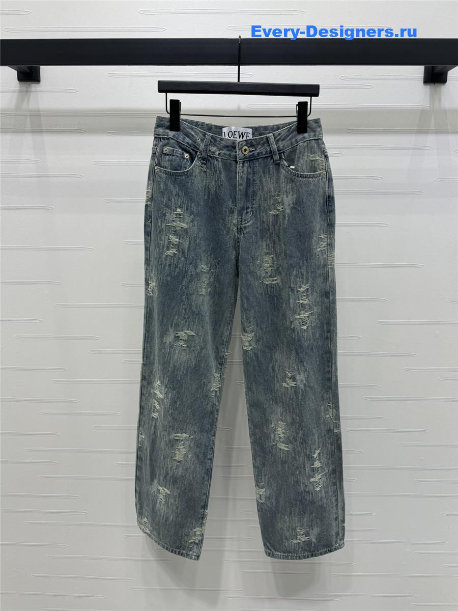 L0ew* ripped straight jeans