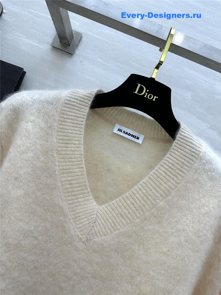 Jil Sander V-Neck Cashmere Sweater Lemon