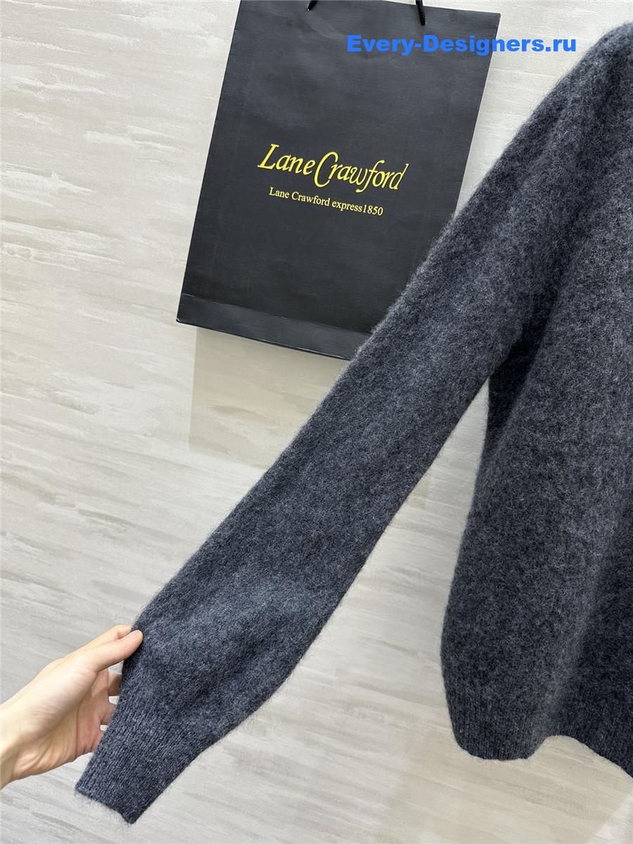 Jil Sander Grey V-Neck Cashmere Sweater